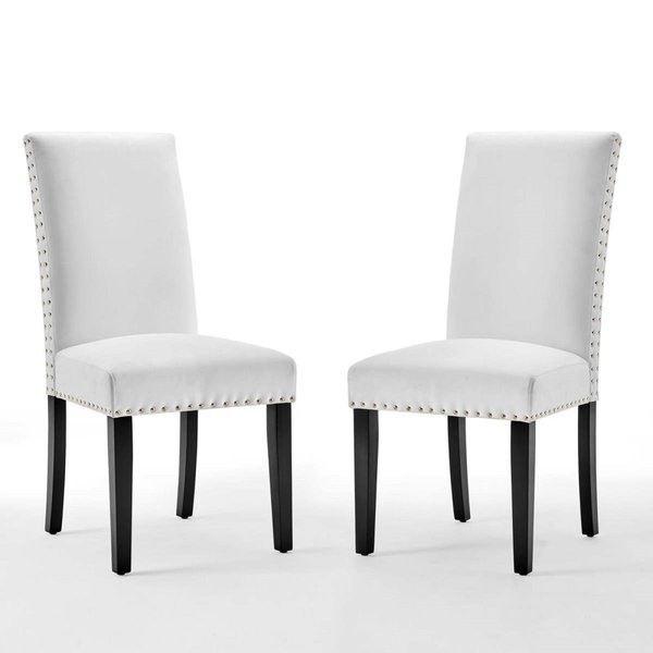 Patio Trasero Parcel Performance Velvet Dining Side Chairs - White PA1738087